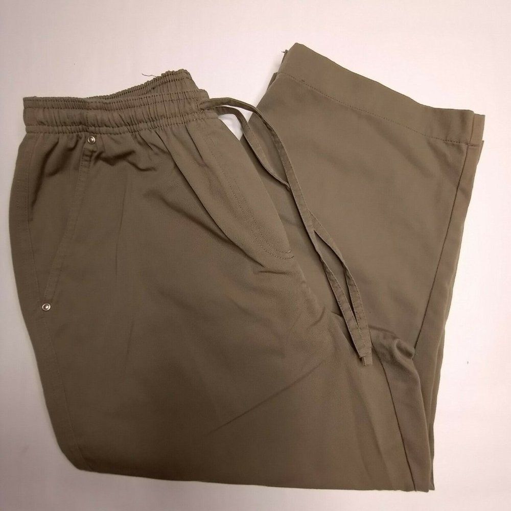 Studio Works Womens Size 12 Light Brown Capri Pants With Drawstring & Pockets